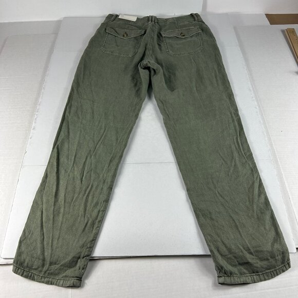 American Eagle Linen Blend Pants Women's 8 Regular Light Green High Rise Tapered - Picture 10 of 16